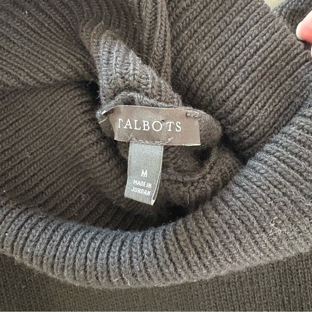 Talbots Drop Shoulder Turtleneck Sweater. Black. Size Medium. - Picture 8 of 13